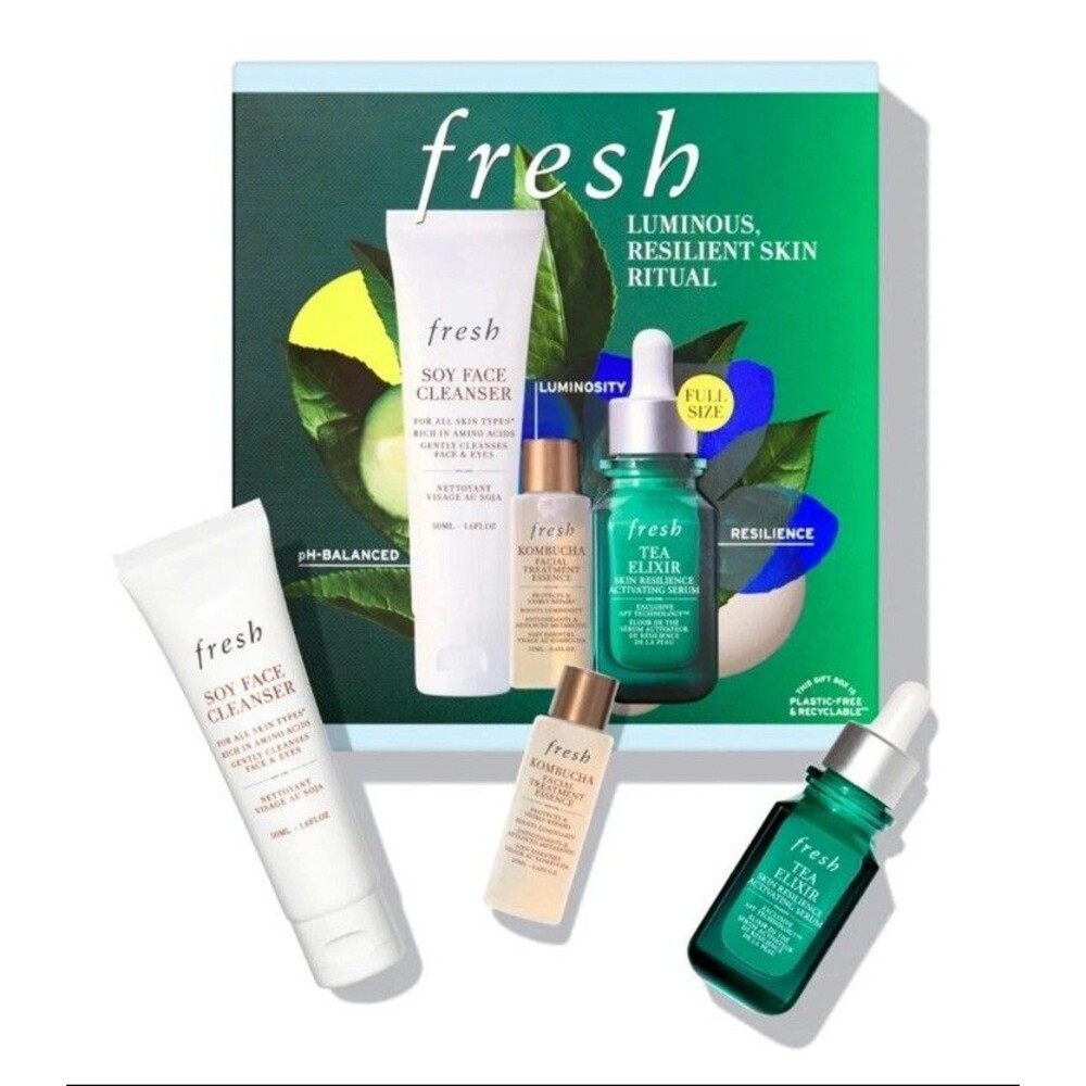 Fresh Luminous Resilient Skin Ritual Set New in Box Cleanser Elixir Treatment